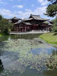 The Phoenix Hall and pond at Byodo-in Temple, Kyoto, built in 1053. J.C. Lawrence