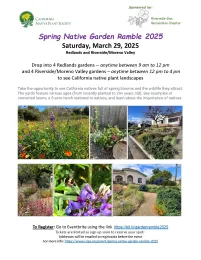 Spring Native Garden Ramble - Redlands and Riverside/Moreno Valley