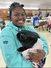 4-H youth member with rabbit
