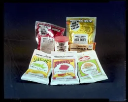 Freeze-dried packages of soup, vegetables, etc.