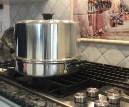 Steam canner on a stove