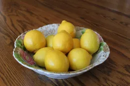 lemons in a decorative bowl