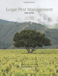 Front cover of "Grape Pest Management" feautring a vineyard with a large oak tree centered.
