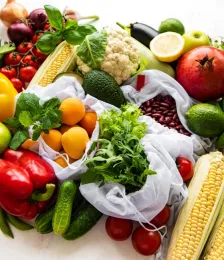 vegetables in grocery bag