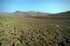 Folsom Lake during a previous drought. (Photo: California Department of Water Resources.)