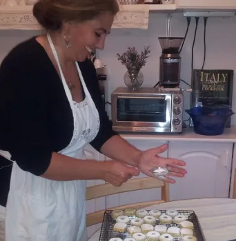 Paola Elias making Bel Hannah Cookies.
