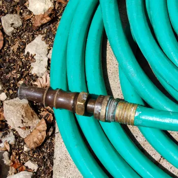 Wound up garden hose