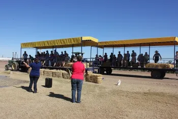 Stacey Amparano and Stephanie Collins, Farm Smart staff, leading the winter tour