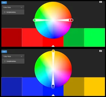 Complementary colors on the color wheel
