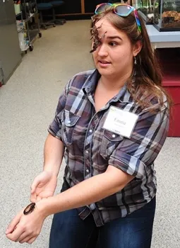 Bohart Museum associate Emma Cluff loves being around insects. She's majoring in biological sciences at UC Davis. (Photo by Kathy Keatley Garvey)