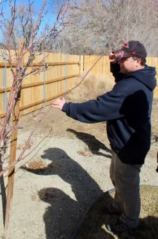Dustin holding branch out for guiding to 45 degree angle