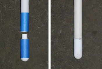 Figure 4. Use painter's tape to prevent glue from coating the PVC shaft and ceramic cup.