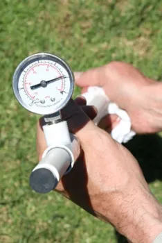 Figure 6. Wrap a dry paper towel around the ceramic cup to test that the tensiometer holds a vacuum.