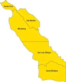 Map of Central Coast Counties