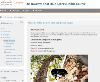 ishb eXtension course screen