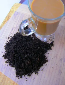 Coffee grounds for composting.