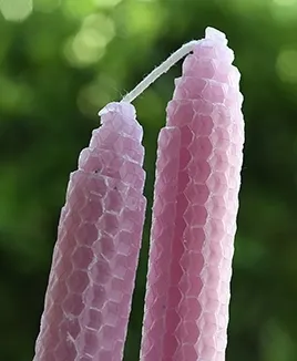 Candles made from beeswax. (Photo by Kathy Keatley Garvey)
