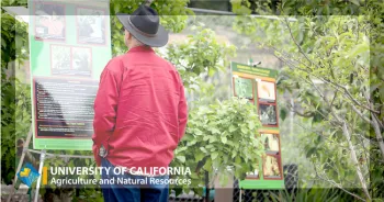 Reading a sign at a Demonstration Garden.