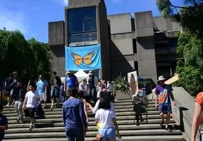 Bernie Sanders at a recent UC Davis Picnic Day; he's in front of Briggs Hall, home of the Department of Entomology and Nematology. (Photo by Kathy Keatley Garvey, photoshopped by Brooke Fox, executive director of the Vacaville Downtown Business Improvement District.