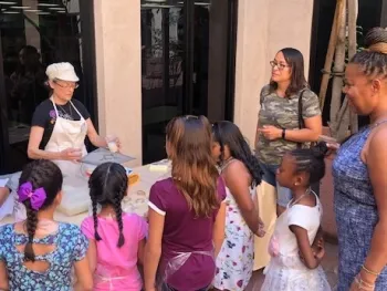 Attendees at American Girl Victory Garden Event
