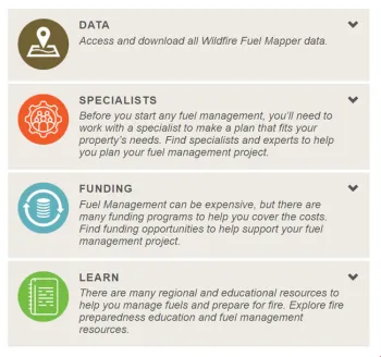Image caption Wildfire Fuel Mapper website “Resources & Data” page