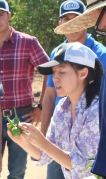 Hanna Kahl working in the field.