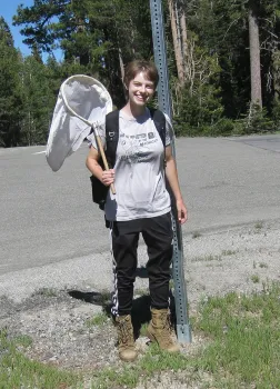Gwen Erdosh on an insect-collecting field trip. (Photo by Greg Kareofelas)