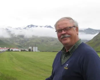John Karlik with the Eyjafjallojokull volcano looming in the background