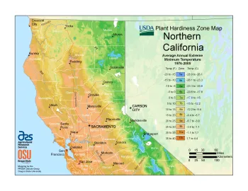 USDA Plant Hardiness Zone Map, Northern California. Source: USDA
