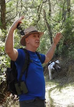 Naturalist Deren Ross exults at seeing a California dogface butterfly. (Photo by Kathy Keatley Garvey)