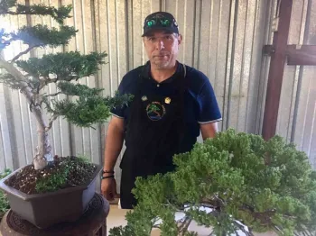 Ruben Rodarte leads a workshop on the ancient art of bonsai, Sharon Wallace