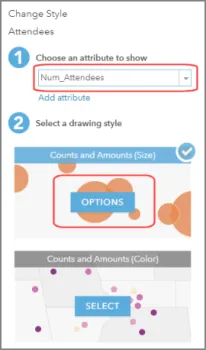 Select a numeric column to visualize, then Options