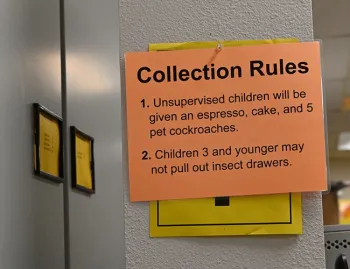 A sign greets visitors to the Lepidoptera collection. (Photo by Kathy Keatley Garvey)