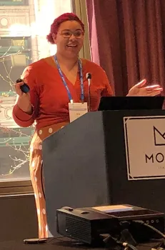 Iris Quayle, first-year doctoral student in the Jason Bond lab, won the doctoral presentation competition at the PBESA meeting. It was her very first presentation at a scientific meeting. (Photo by Lisa Chamberland)