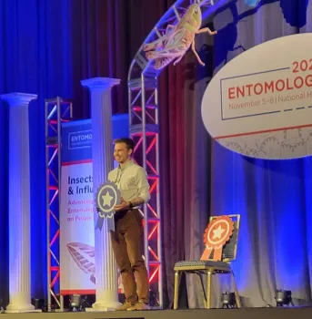 Doctoral candidate Shawn Christensen of the Rachel Vannette lab won the President's Prize for his presentation on solitary bees.