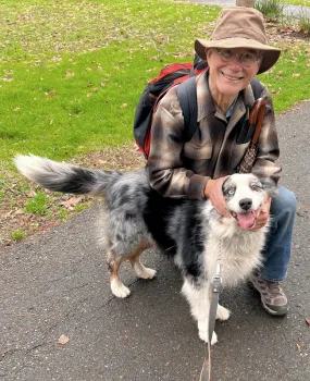 Larry Snyder with one of his friends, Sammy, that he met at the North Davis Channel.