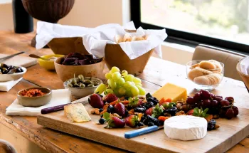 a cheese and vegetable plate