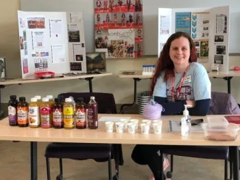 Pfaff Yeast Collection: Tasting some kumbacha (Photo by Kathy Keatley Garvey)