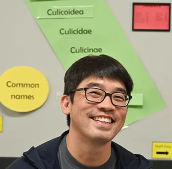 Professor Louie Yang, recipient of Academic Senate's Teaching Award, Undergraduate Category (Photo by Kathy Keatley Garvey)