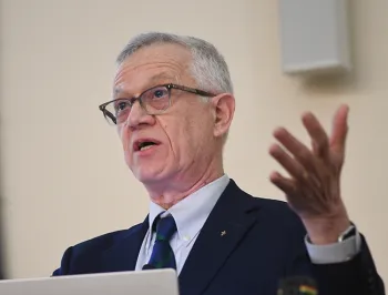 UC Davis distinguished professor Walter Leal gestures during his Faculty Distinguished Research Award Lecture. (Photo by Kathy Keatley Garvey)