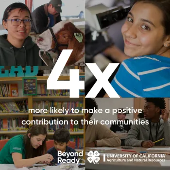 4-H'ers are 4x more likely to make a positive contribution to communities