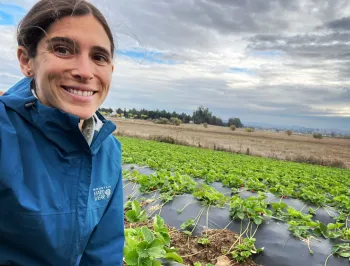 Eillie Andrews with strawberry