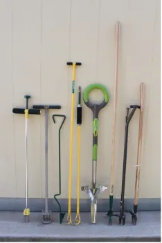 Long-handled garden tools.