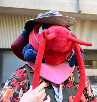 Lobster costume by entomologist-artist Allen Chew. (Photo by Kathy Keatley Garvey)