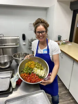 Briana Swanson with ingredients for Mexican pickled vegetables at Preserving Food with Friends class in Willows. Grace Mahannah