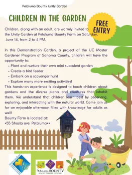 Children in the garden learning and exploration event Petaluma