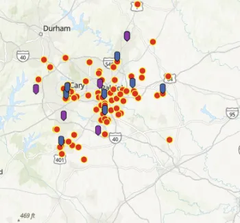 Location of food hub in relation to the client