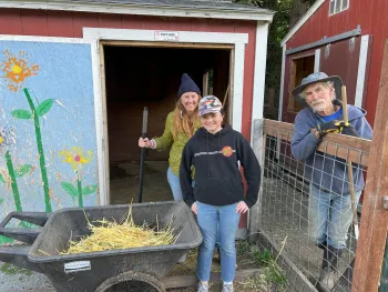 Images of volunteers doing projects at the ranch last year.