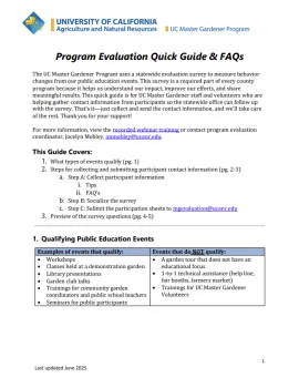 First page of the evaluation quick guide for volunteers