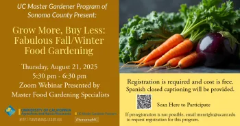 Winter home food garden webinar for Sonoma County